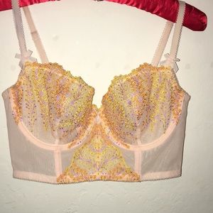 Vintage VICTORIA’S SECRET 36B longline Demi bra - floral lace